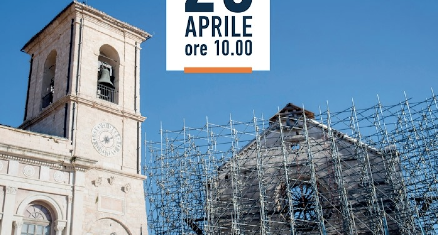The construction site for the reconstruction of the Basilica of San Benedetto in Norcia 