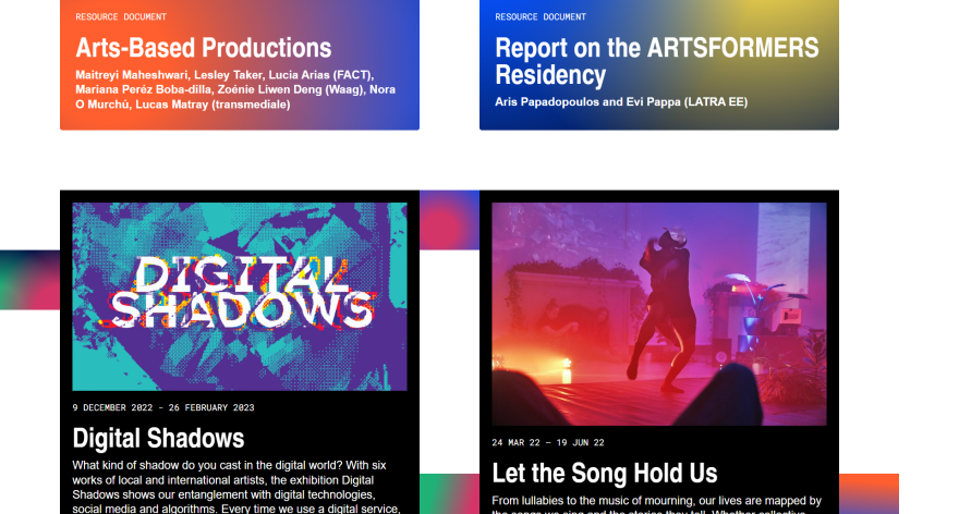 Screenshot of website Arts Formation 