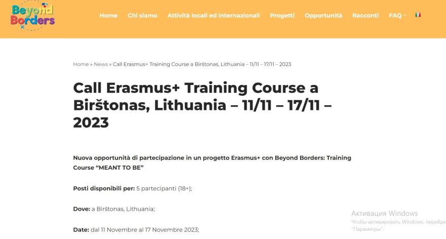 “Erasmus+ Training Course "MEANT TO BE" Offers New Opportunity for International Participants in Lithuania”