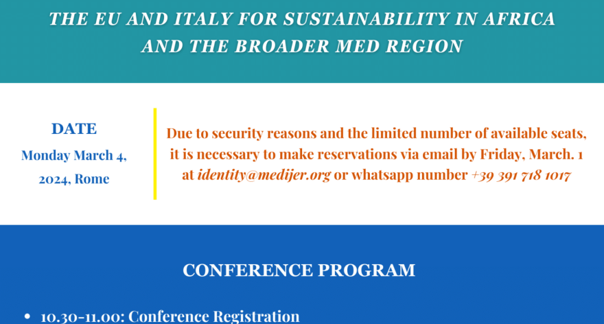 "The EU and Italy for Sustainability in Africa and the Broader Mediterranean region