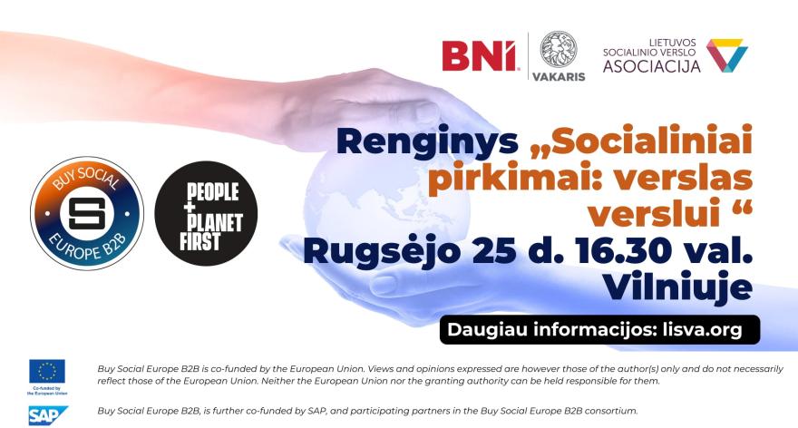 The event is organized by the Lithuanian Social Business Association in cooperation with "BNI Vakaris"