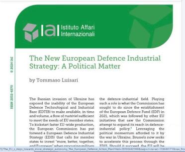 The New European Defence Industrial Strategy: A Political Matter